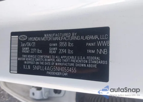 2022 Hyundai Elantra Se z USA, uszkodzony, nr VIN 5NPLL4AG5NH053455